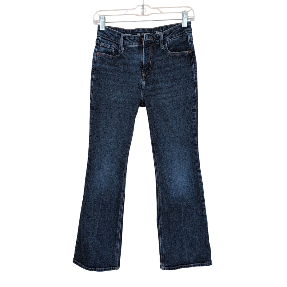 Old Navy Jeans 0 Petite Mid Rise Flare Blue Dark Wash Stretch Everyday